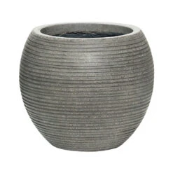 Abby Ridged Plant Pot - Dark Grey