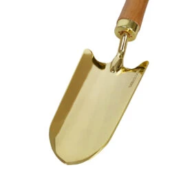 Hortology Plants Shop -Hortology Plants Shop Beech Wood Trowel Gold Plated Stainless Steel DETAIL 2