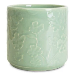 Betsy Embossed Plant Pot - Floral Mint