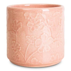Betsy Embossed Plant Pot - Floral Pink