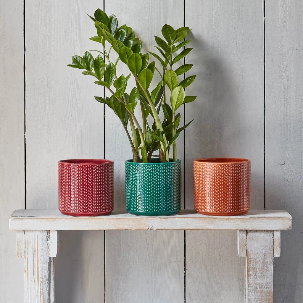 Chevron Plant Pot - Sienna 4 Chevron Plant Pot - Sienna - Image 2