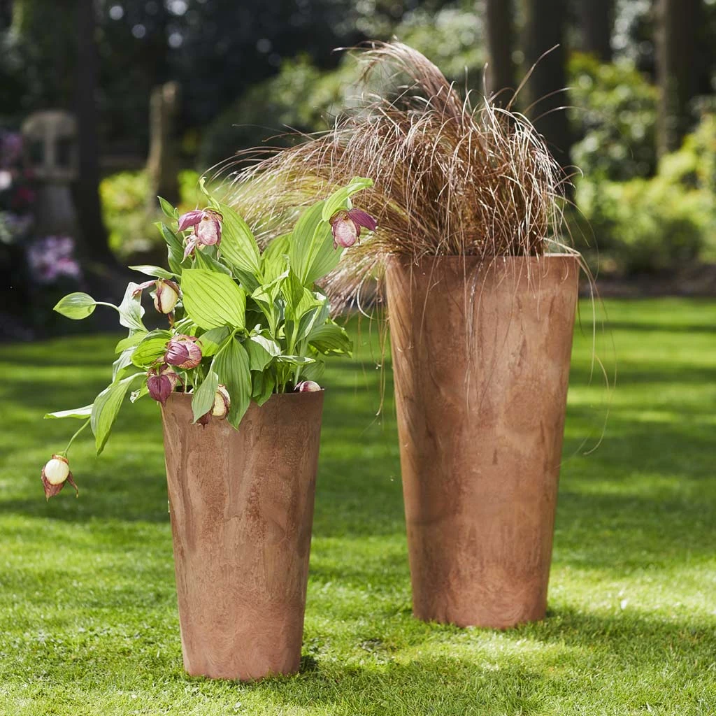 Claire Artstone Tall Planter - Oak 5 Claire Artstone Tall Planter - Oak - Image 3
