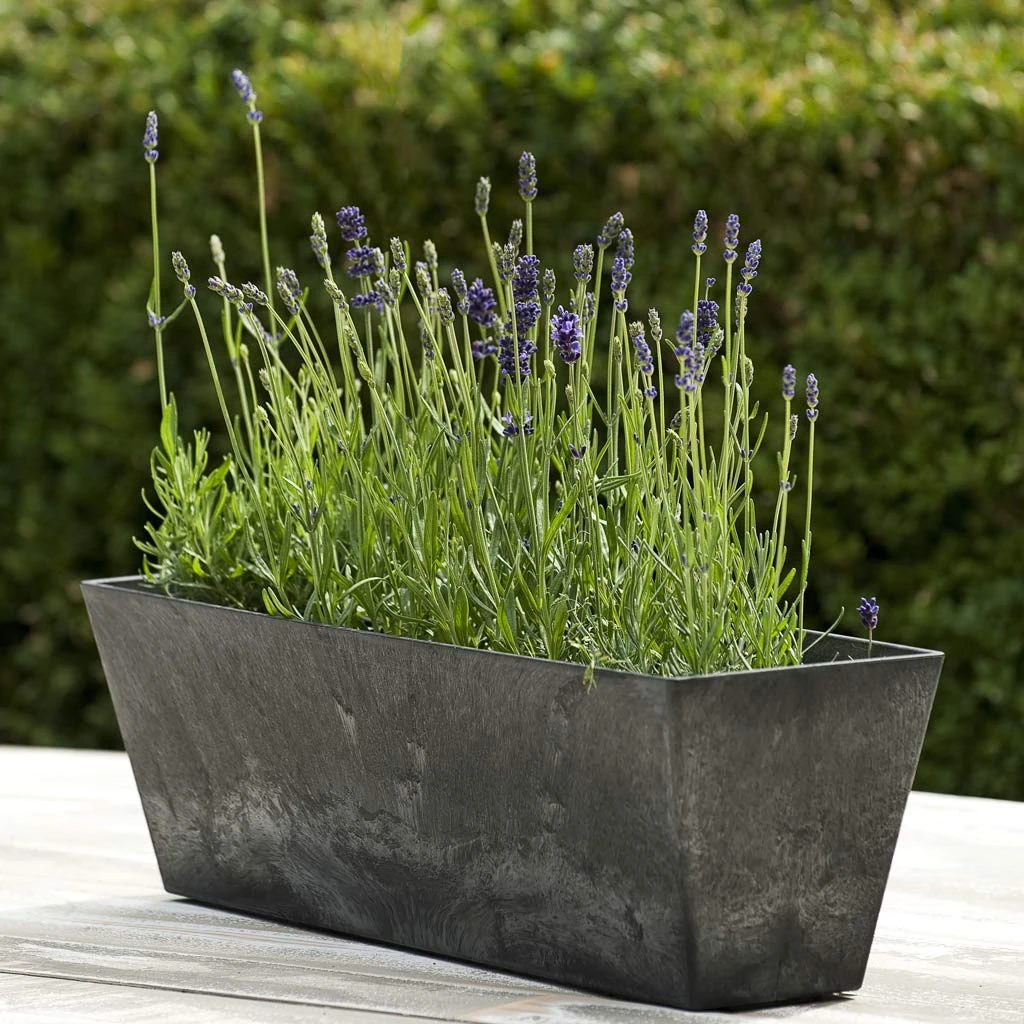 Ella Artstone Balcony Trough Planter - Black 4 Ella Artstone Balcony Trough Planter - Black - Image 2