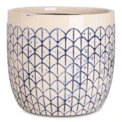 Geo Plant Pot - Crème Blue