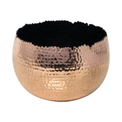 Hammered Bowl - Copper With Black -Hortology Plants Shop Hammered Bowl Copper Black19cm