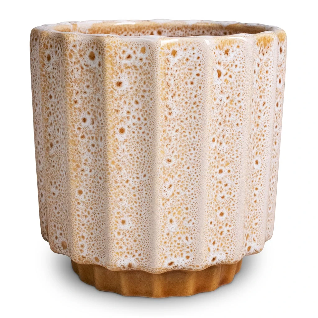 Lugano Scalloped Plant Pot - Mustard 5 Lugano Scalloped Plant Pot - Mustard - Image 3