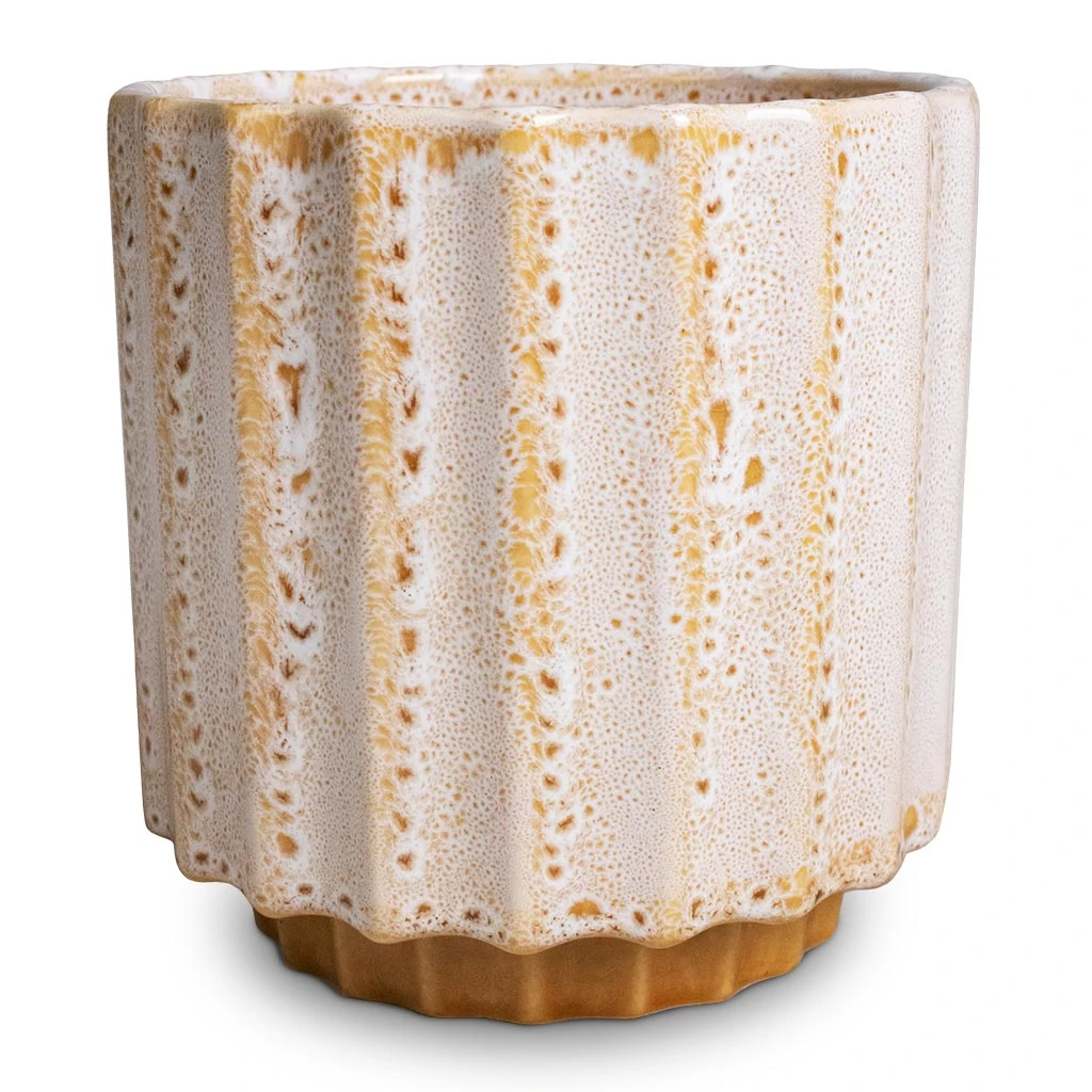 Lugano Scalloped Plant Pot - Mustard 3 Lugano Scalloped Plant Pot - Mustard