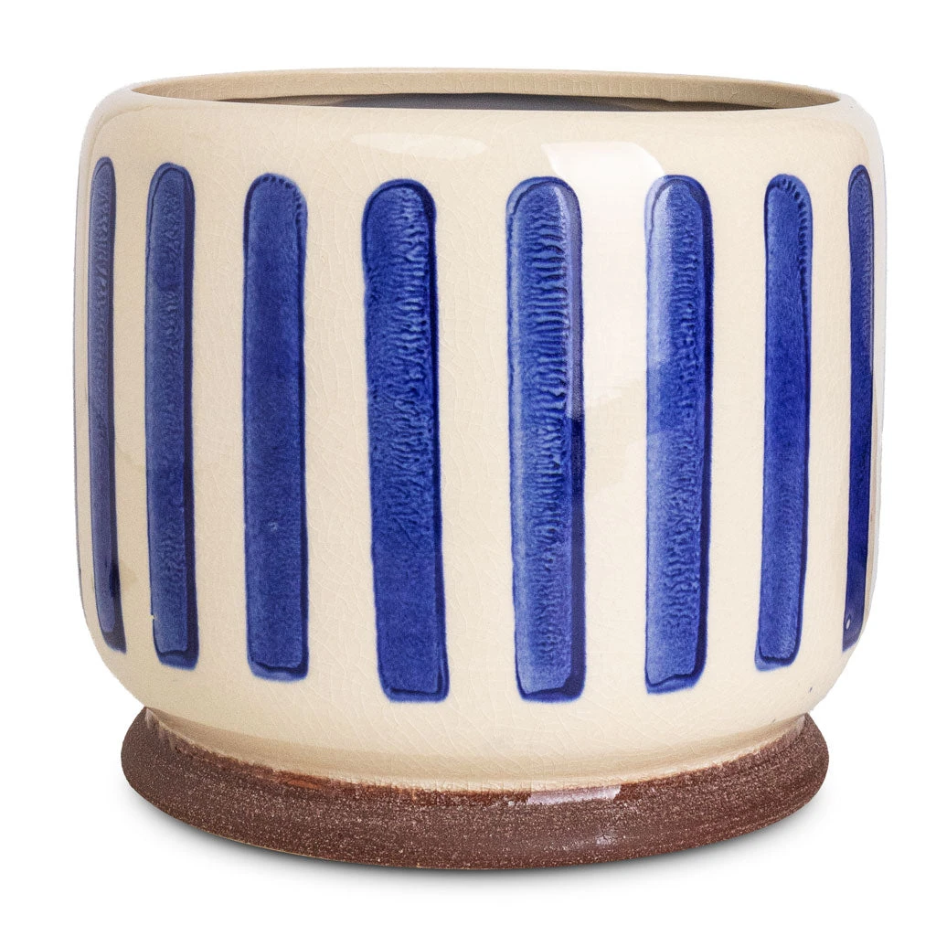 Stripe Plant Pot - Blue 9 Stripe Plant Pot - Blue - Image 7