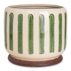 Stripe Plant Pot - Green