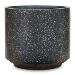 Terrazzo Cylinder Planter - Black -Hortology Plants Shop Terrazzo Cylinder Planter Black 37x32cm