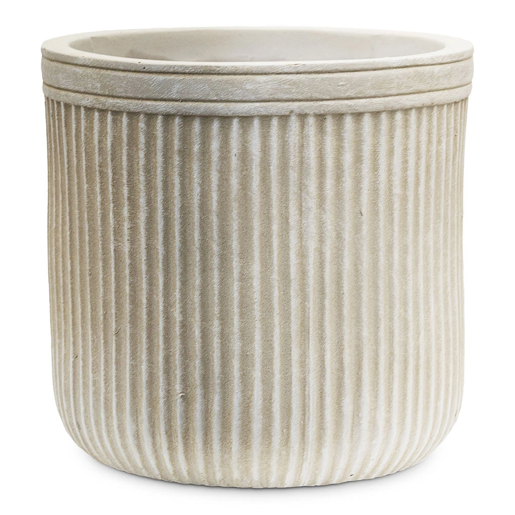 Vertical Rib Cylinder Planter - Beige 3 Vertical Rib Cylinder Planter - Beige