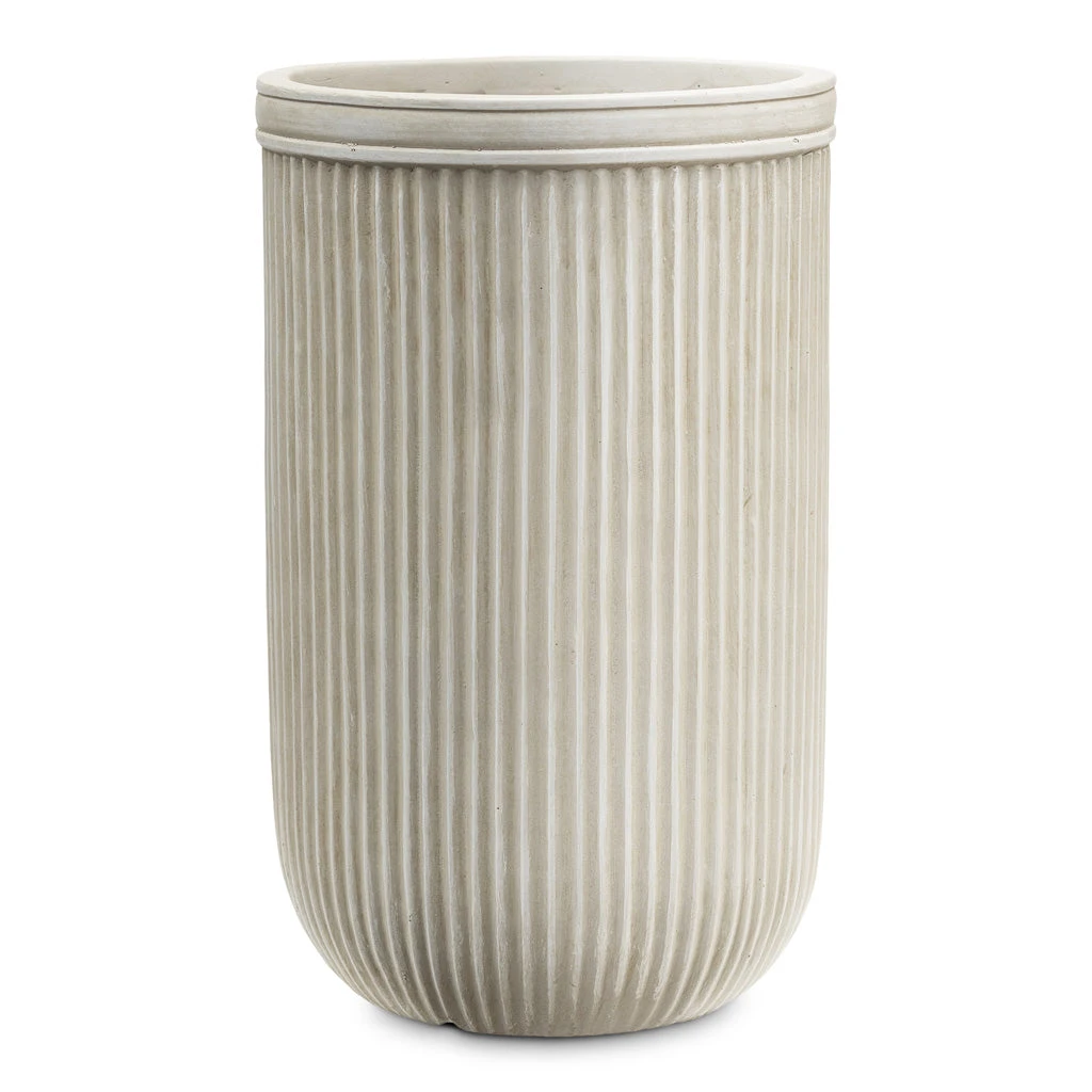 Vertical Rib Tall Planter - Beige 5 Vertical Rib Tall Planter - Beige - Image 3