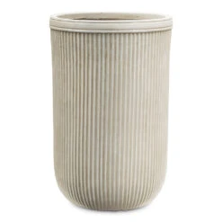 Vertical Rib Tall Planter - Beige