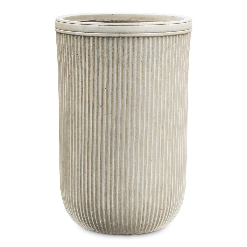 Vertical Rib Tall Planter - Beige 3 Vertical Rib Tall Planter - Beige